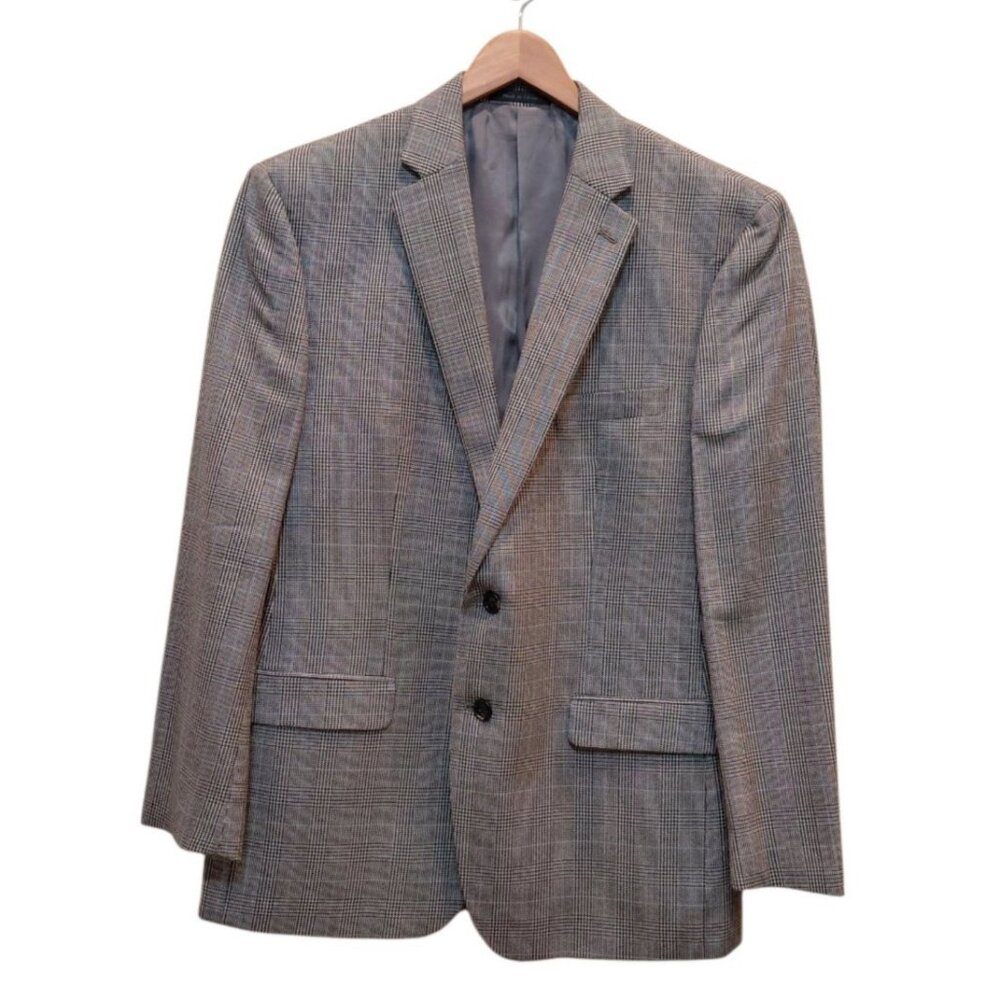 LRL Lauren Ralph Lauren Sport Coat Blazer Gray Sz‎ 46 Houndstooth Plaid Preppy
